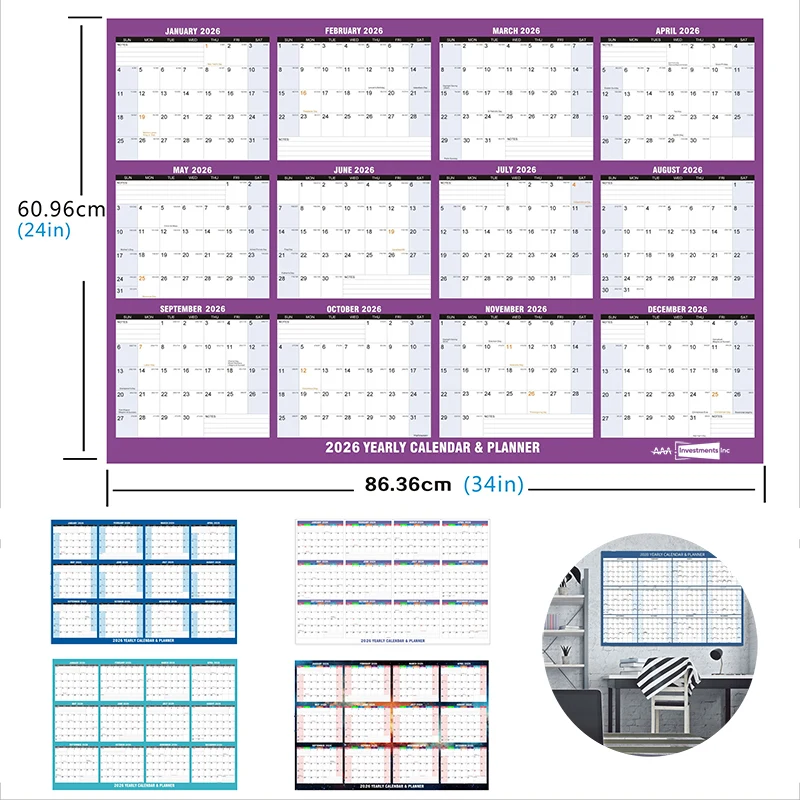 2026 24" x 34" Yearly Wall Calendar & Planner 1