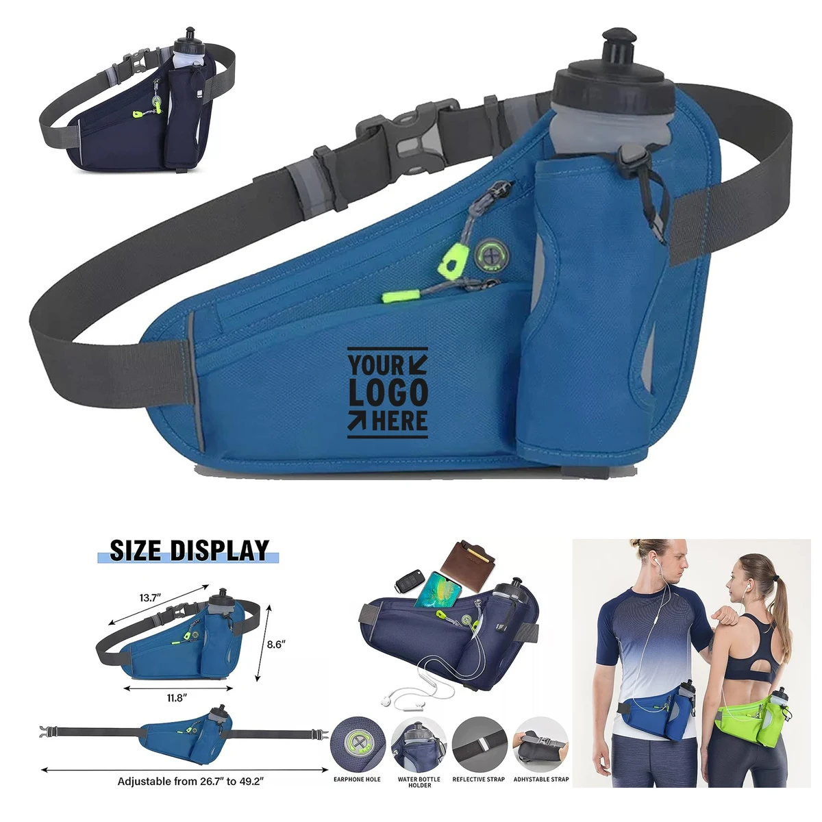 Hydration Running Belt Men Women Adjustable Strap Waist Bag Fanny Pack With Water Bottle Holder 1