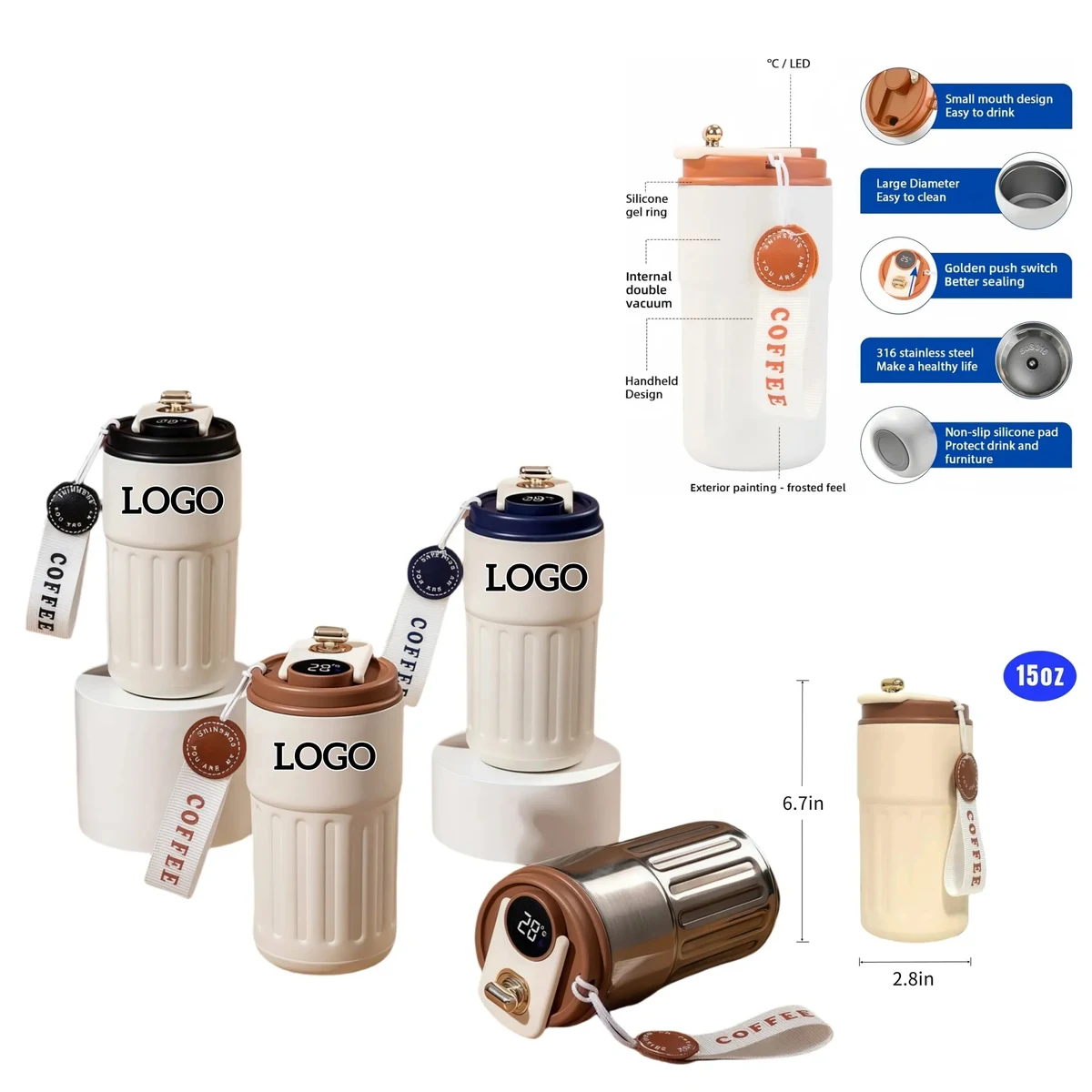 15OZ Premium 316 Stainless Steel Insulated Coffee Mug 1