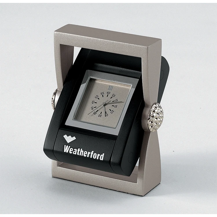 *CLOSEOUT* Black & Silver Clock and Picture Frame with Golf Ball Accents 1