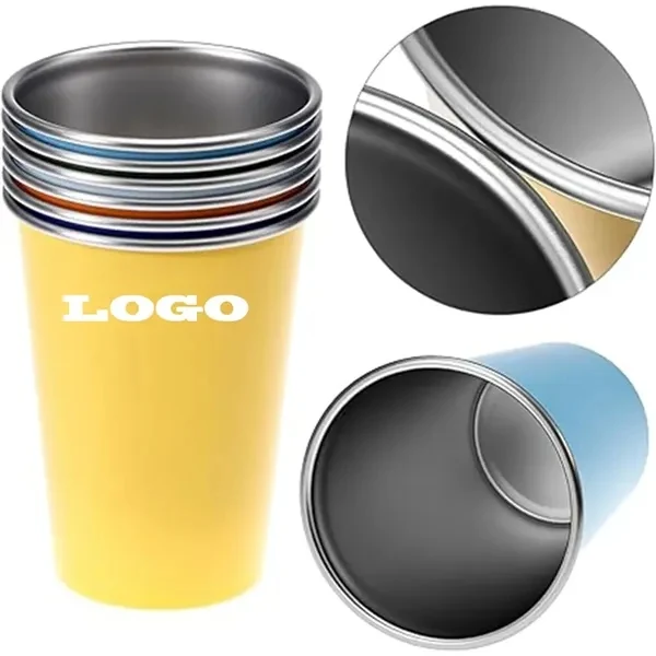 12oz Stackable Stainless Steel Drinking Cups, Unbreakable for Commutes, Fitness and Travel 1