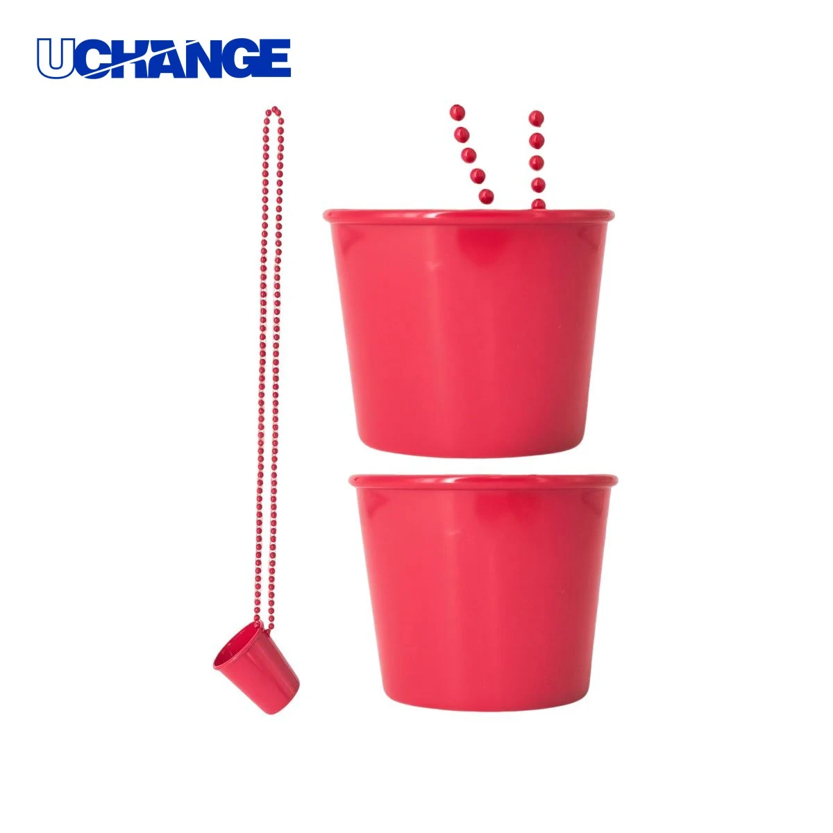 Plastic Shot Glass Necklace with 30 Inch Chain 1.37" W x 2.2" H 1