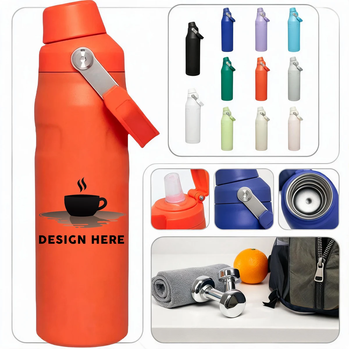 24oz Handheld Stainless Steel Sports Water Bottle, custom water bottle with logo imprint 1