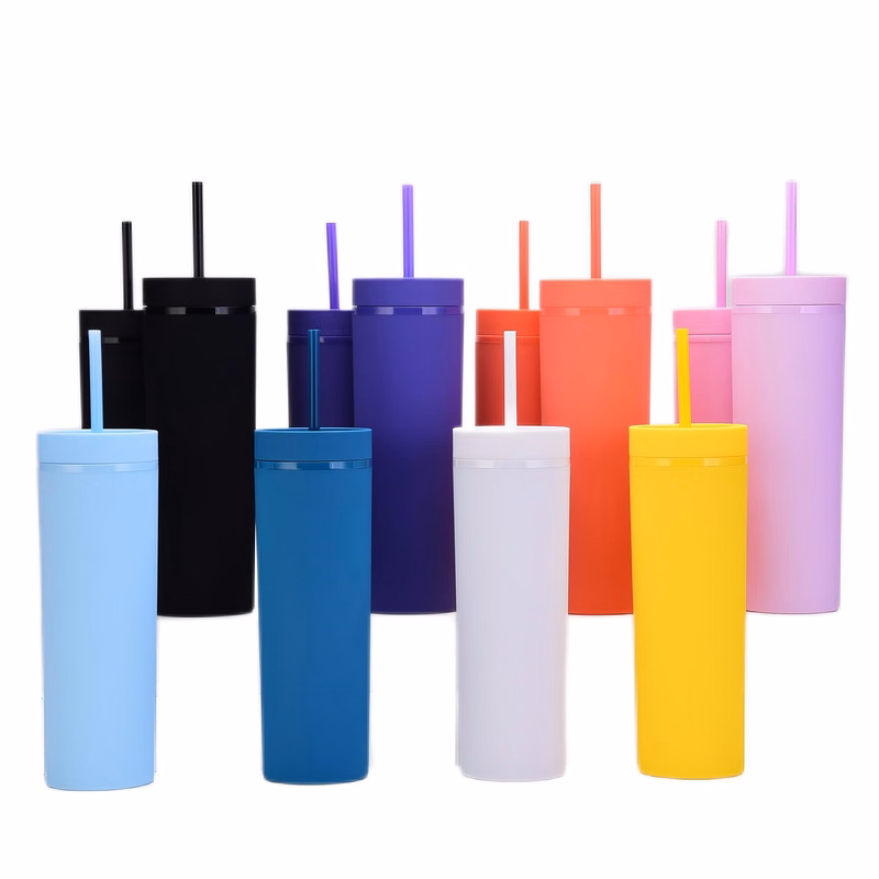 16oz Plastic Cup with Lid and Straw