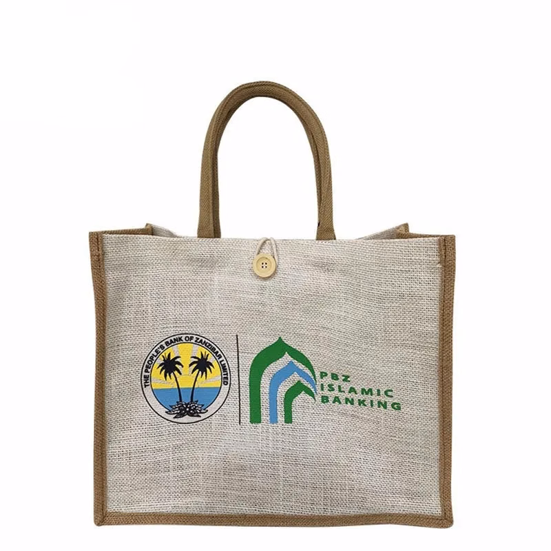 Jute Tote with Button Closure
