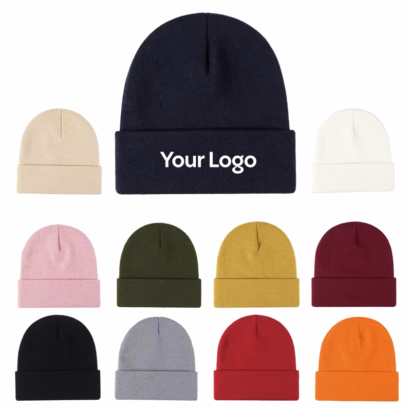 Custom Embroidered Knit Beanie Hat for Winter