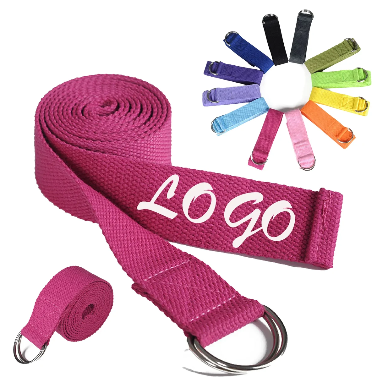 70"L Yoga Fitness Band Metal Buckle Polyester Cotton 1
