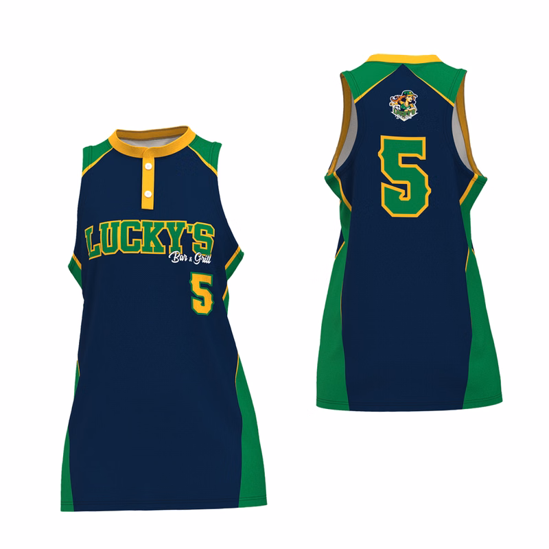 Women's Softball V-Neck 2-Button Sleeveless Jersey