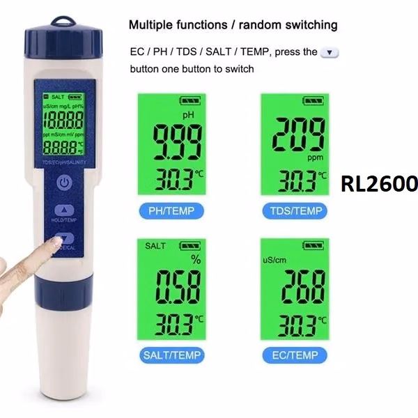 5 in 1  Portable High Precision Water Quality Purity Tester