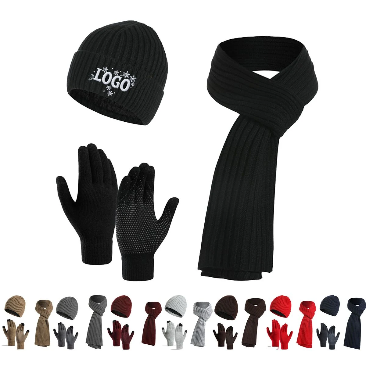 Warm Hat Acrylic Scarf Gloves Ensemble 1