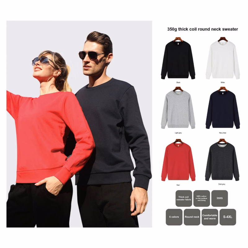 Unisex Stock 100% Cotton Crew Neck Sweatshirt - 350 GSM
