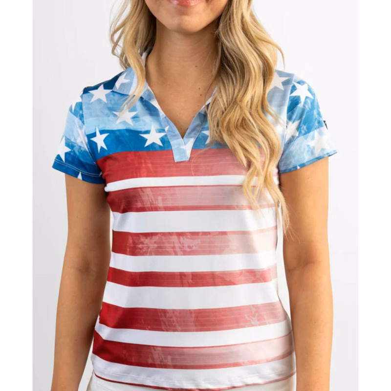 YATTA Golf® - Patriot women's Moisture Wicking non iron Golf Polo Shirt