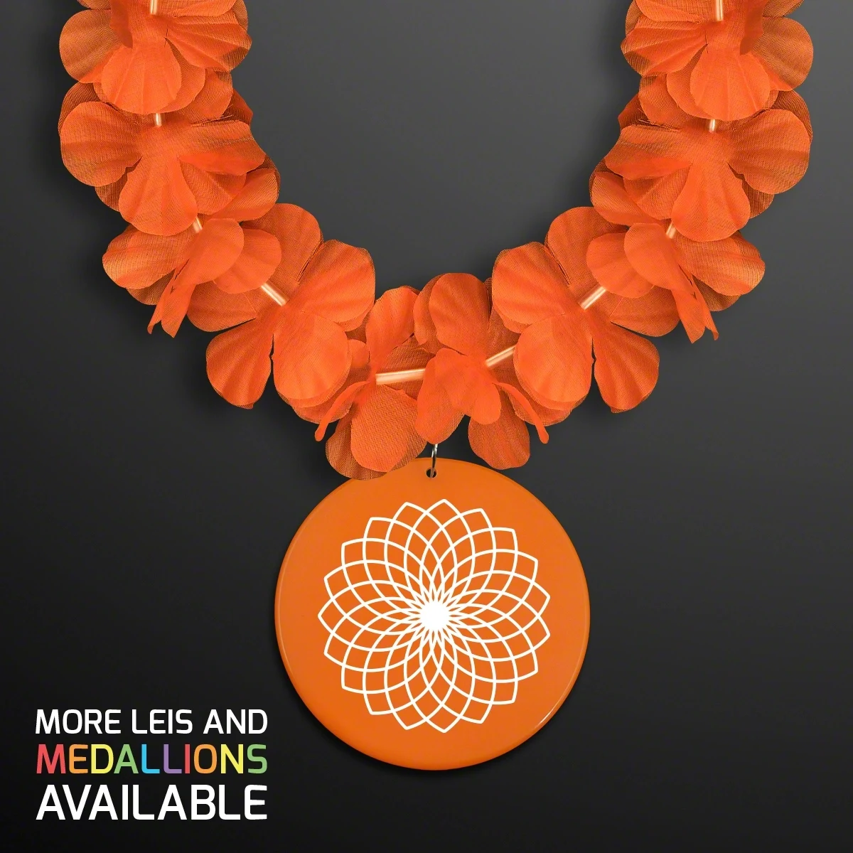Orange Lei Necklace with Medallion (Non-Light Up) 1