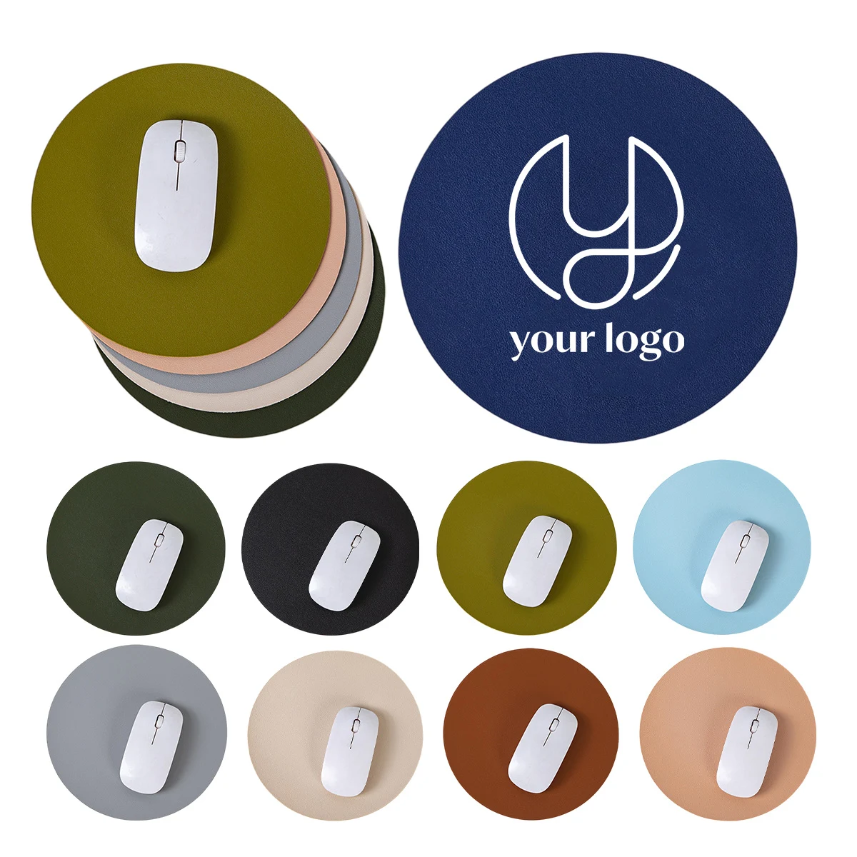 PU Round Leather Mouse Pad 1