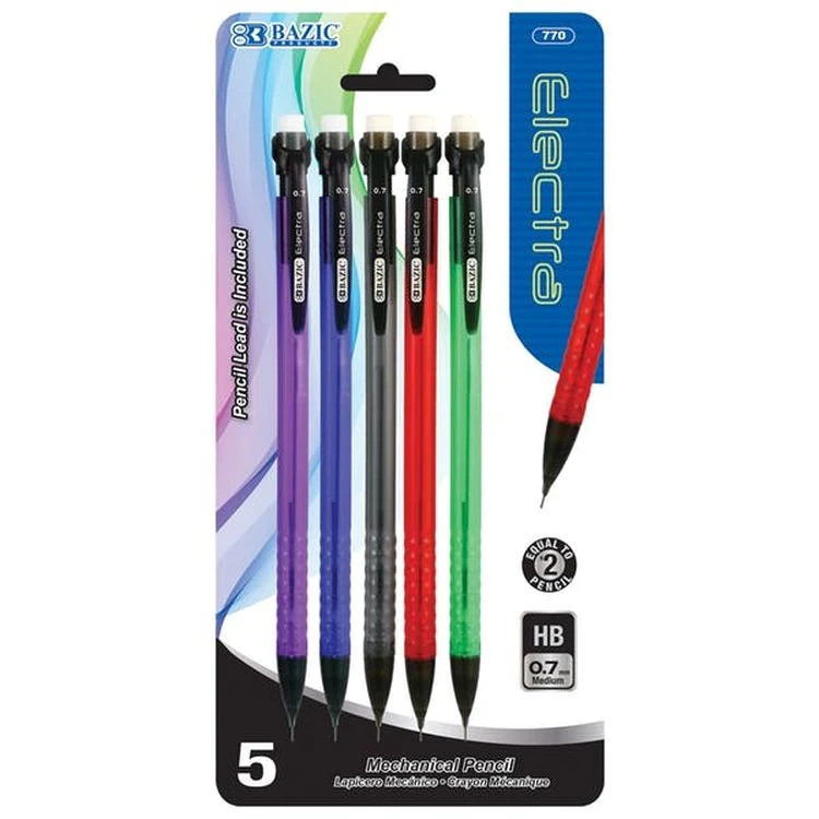 Mechanical Pencils - 5 Count Assorted Colors 0.7mm Lead 1