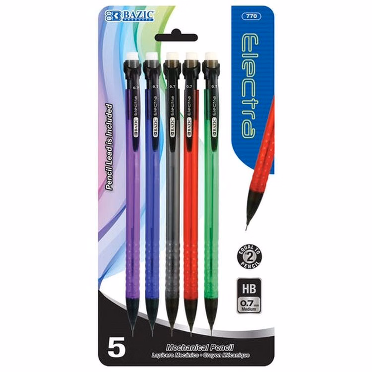 Mechanical Pencils - 5 Count Assorted Colors 0.7mm Lead
