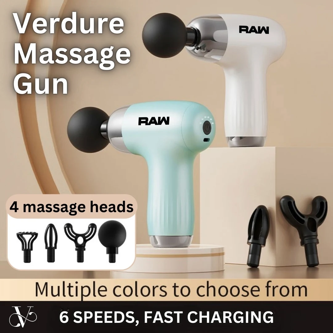 Verdure Massage Gun with 6 Speeds, Fast Charging, and 4 Attachments in a Zip Bag 1