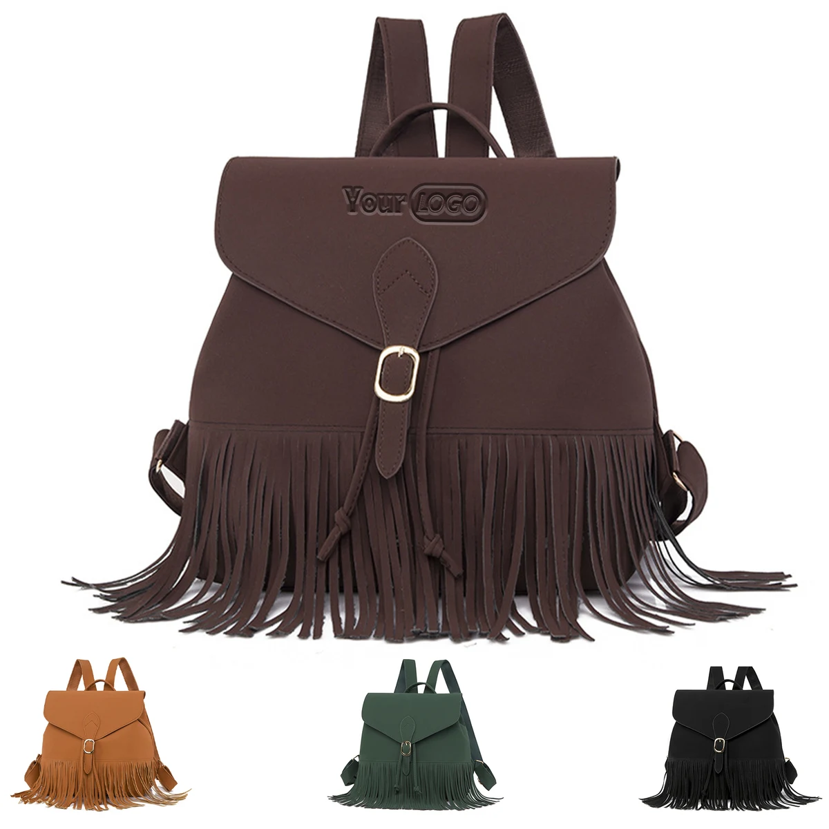 Tassel PU Leather Backpack for Women 1