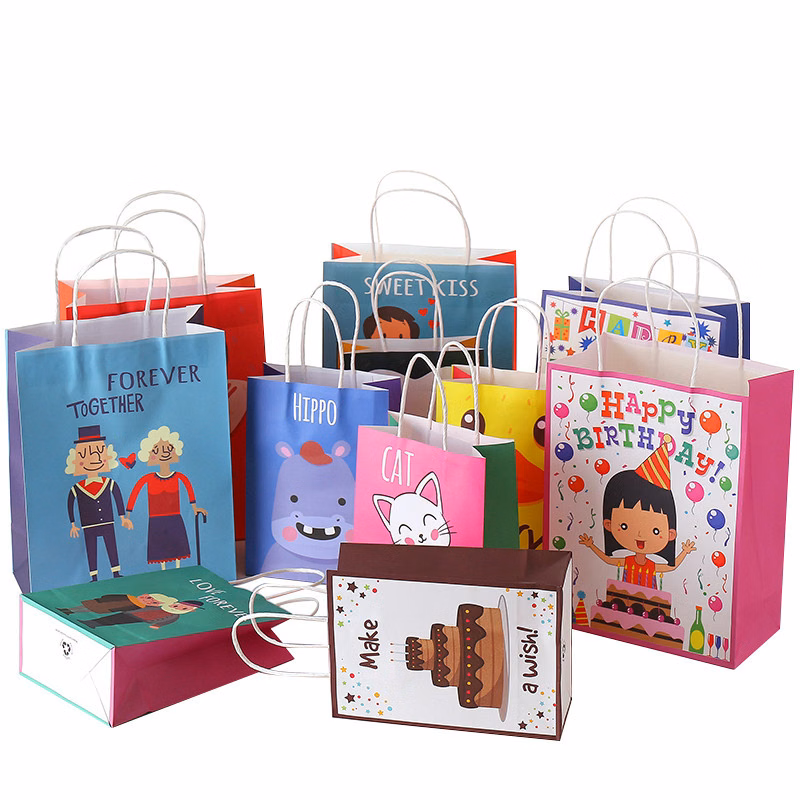 Colorful Kraft Paper Shopping Gift Tote Bag