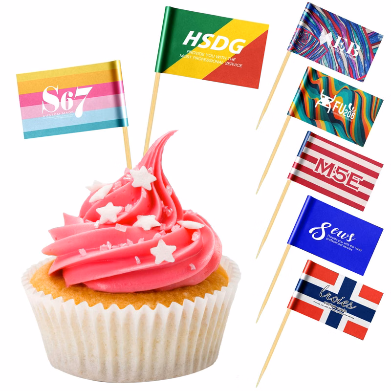 Party Decoration Cocktail Fruit Stick Cupcakes Toppers Flag