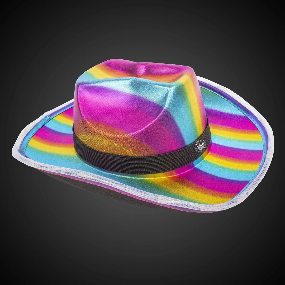 Rainbow Light Up Cowboy Hat With Black Band 1