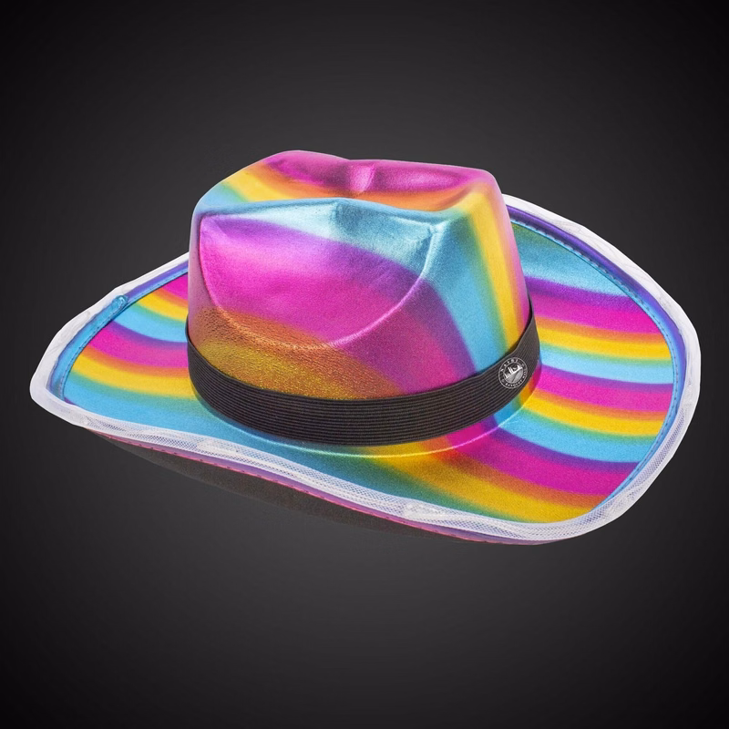 Rainbow Light Up Cowboy Hat With Black Band