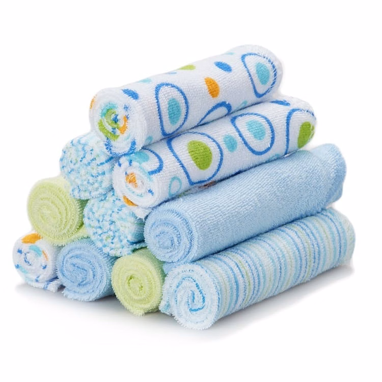 Terry Baby Washcloths - Blue Bubble 10 Pack