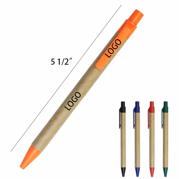 Custom Kraft Paper Retractable Pen — Eco-Conscious Ballpoint Writing Gift