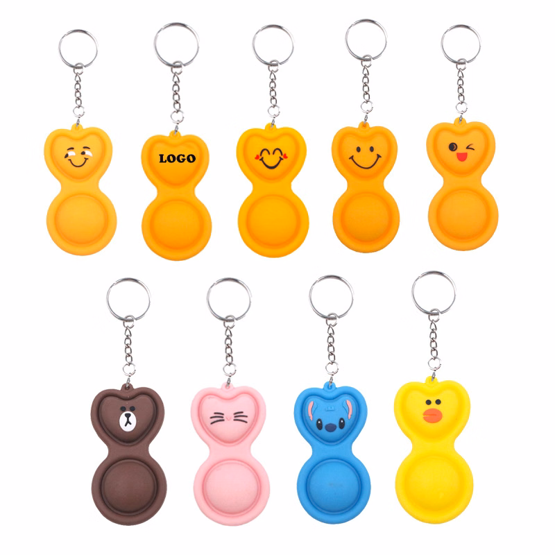 2 Bubbles Push Pop Fidget Sensory w/Keychains