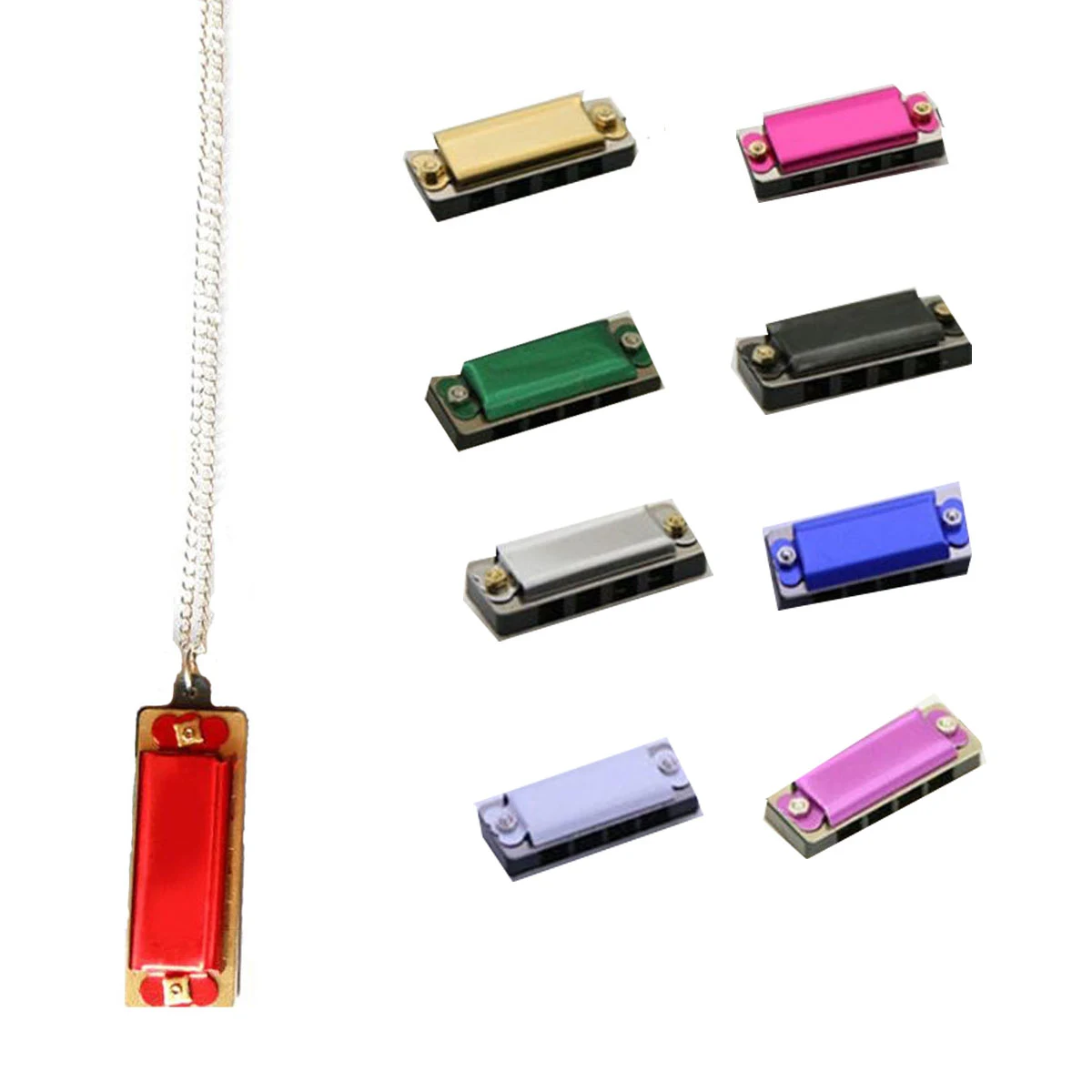 4 Holes C Key Mini Harmonica Necklace 1