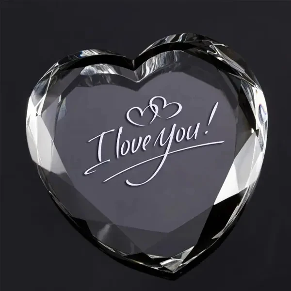 Engraved Crystal Heart Paperweight 1