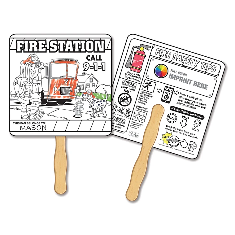 HAND FANS - Fire Safety Coloring Hand Fan 1