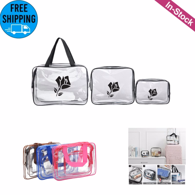 3PCS Transparent PVC Toiletry Bag