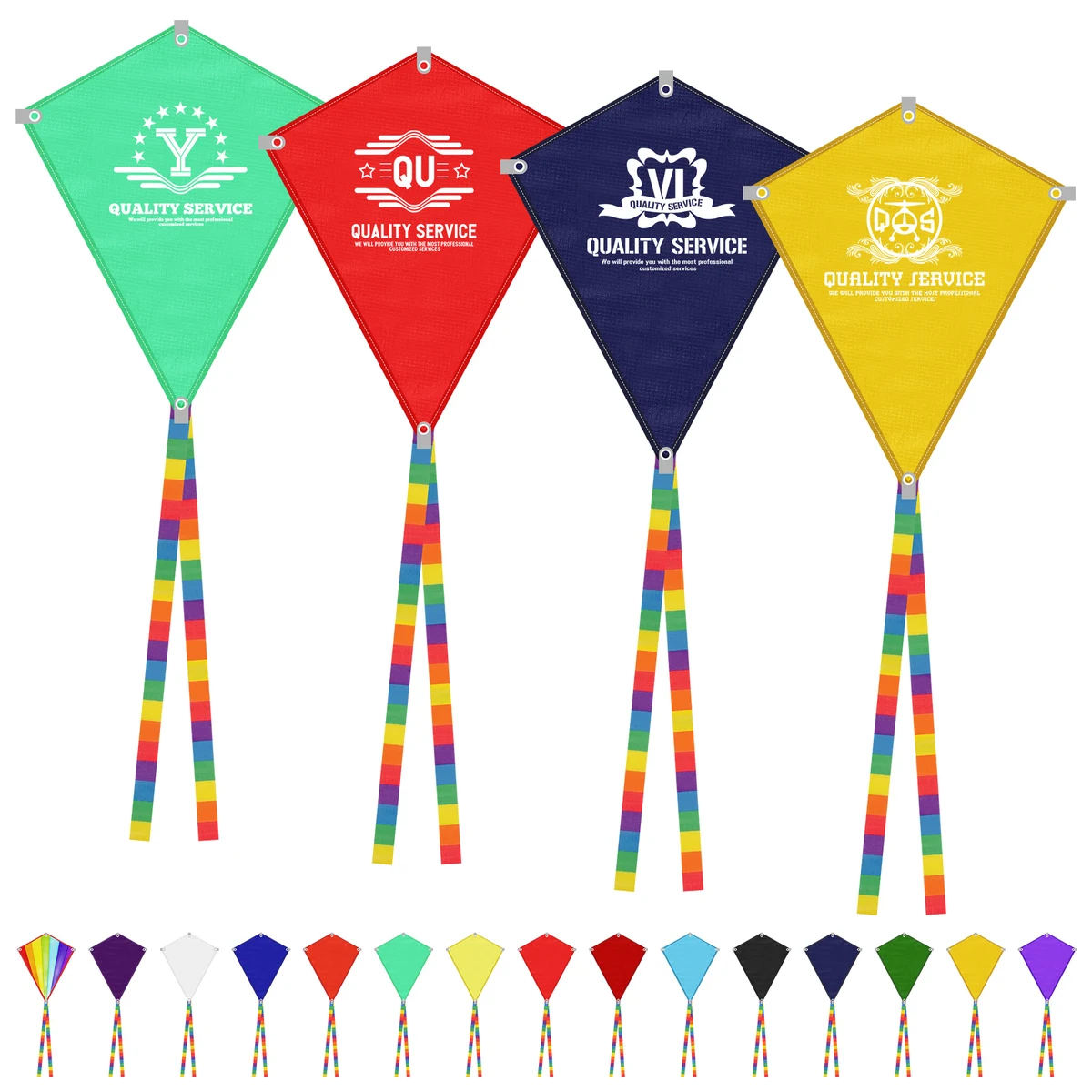 Full Color Polyester Diamond Kite Toy With String Set 1