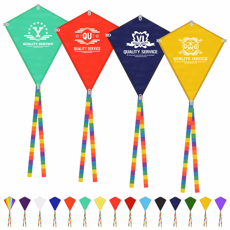 Full Color Polyester Diamond Kite Toy With String Set