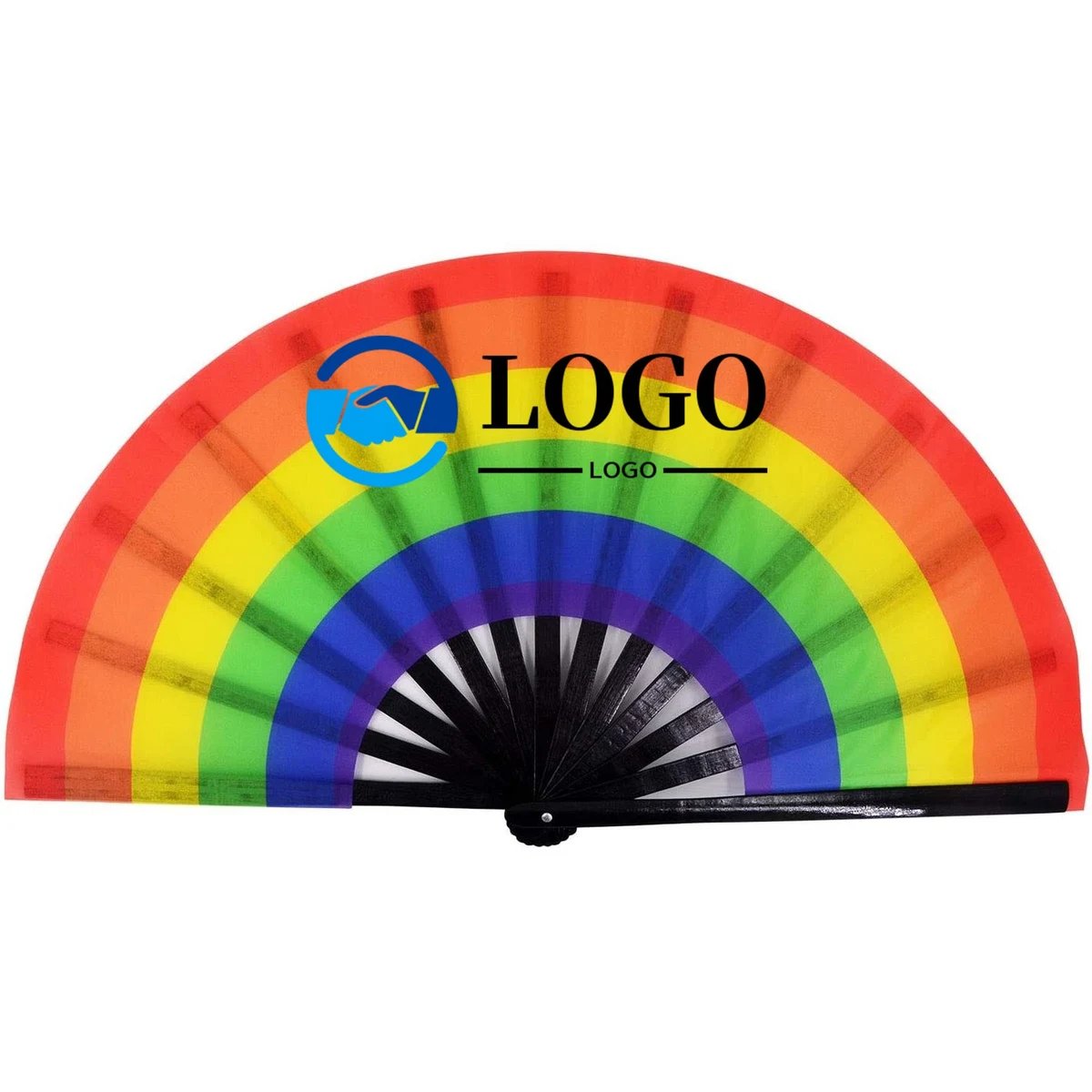 13 Inch Folding Hand Rave Bamboo Gay Pride Rainbow Fan 1