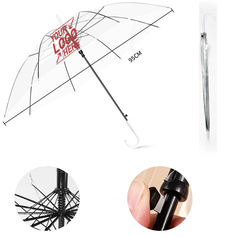 Promotional Clear Umbrella with Hook Handle 1