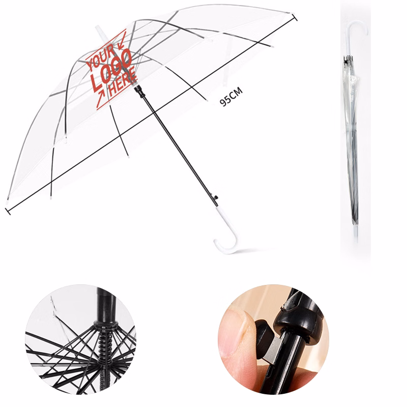 Promotional Clear Umbrella with Hook Handle