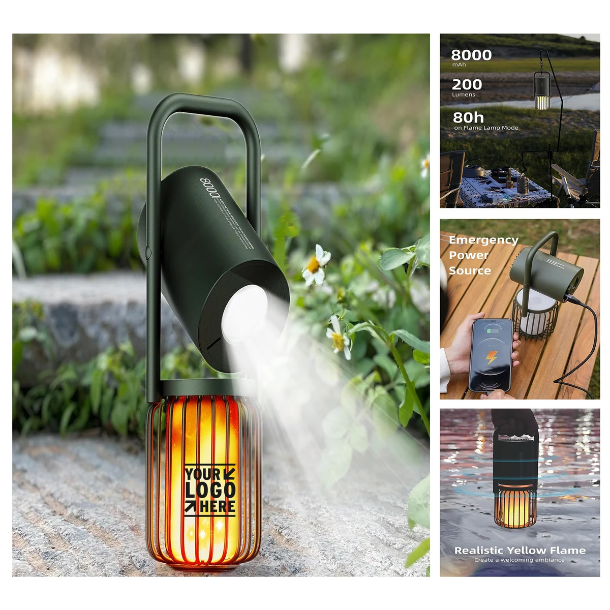 8000mAh 4-in-1 3 Light Modes Outdoor Bluetooth Speakers IPX5 Waterproof Wireless Camping Led Lantern 1