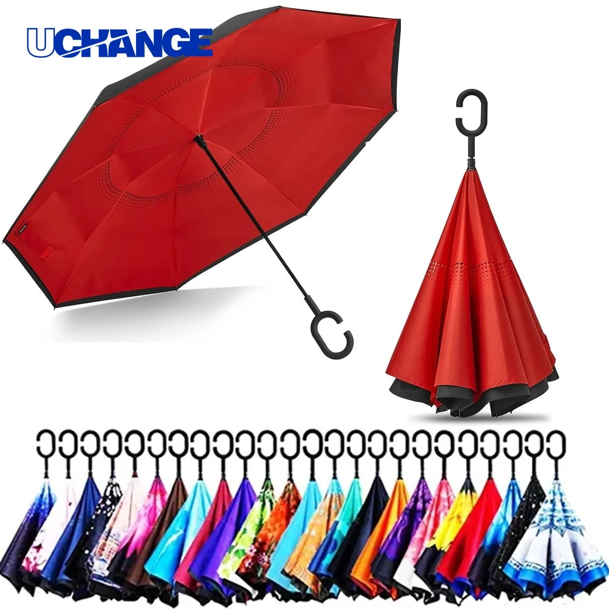 Double Layer Inside Out Folding Inverted Umbrella for Travel 1