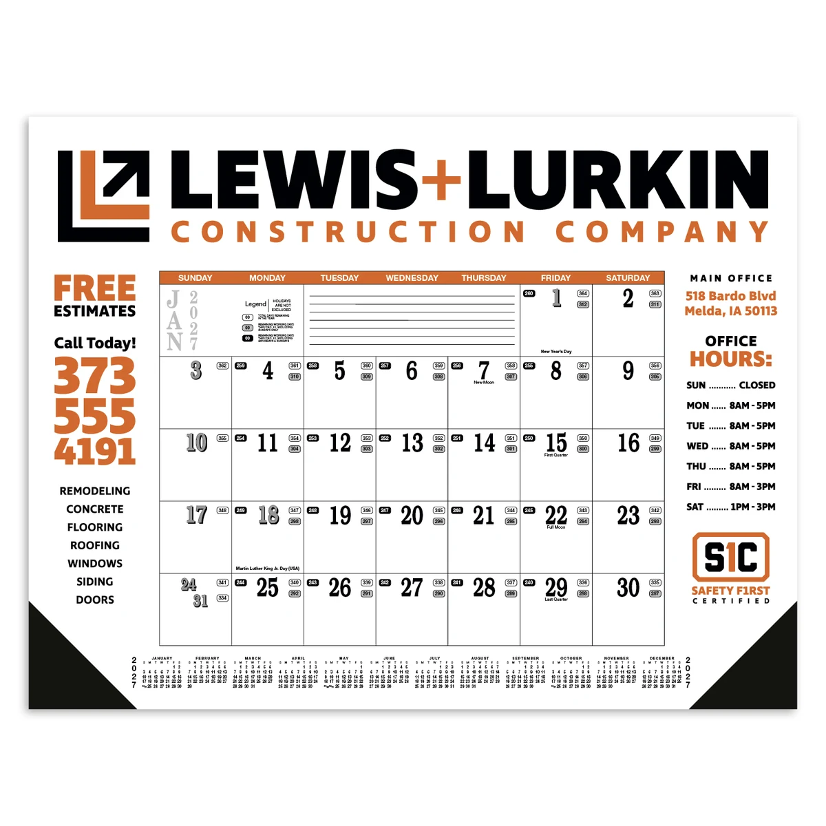 Skinner & Kennedy® Contractor's Desk Pad Calendar 1