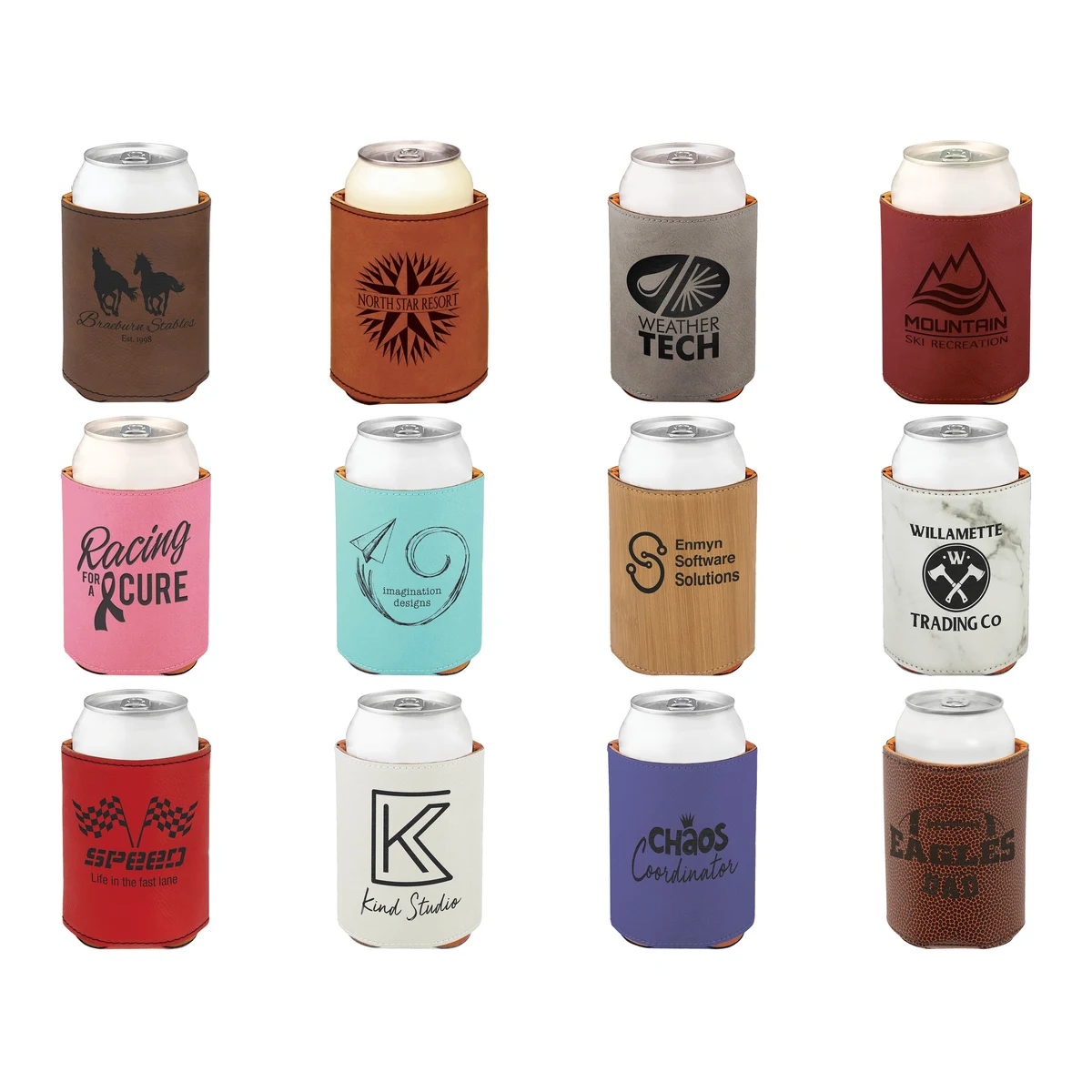 3 3/4" Leatherette Beverage Holder, custom koozie with logo imprint 1