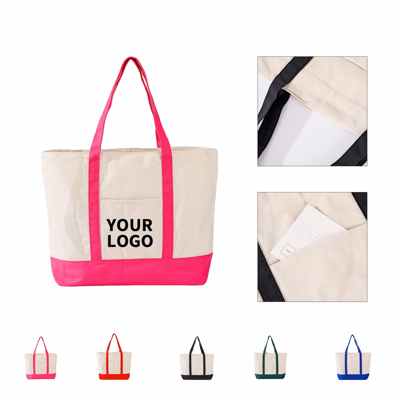 12oz Cotton Canvas Tote With Front Open Pocket
