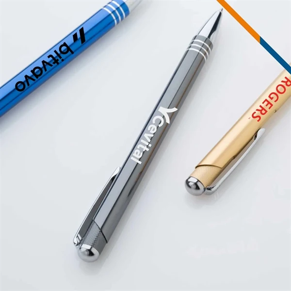 Custom 5.5" Anodized Aluminum Ballpoint Pen with Knurled Plunger — Professional Grip 1