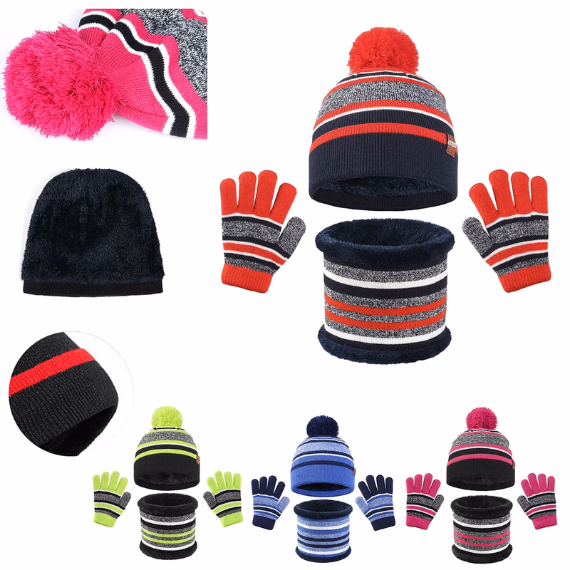 Kids' Knitted Gloves Hat & Scarf 3-Piece Set