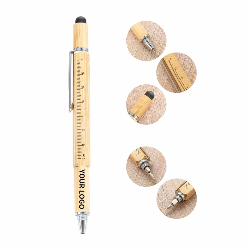 Multi-Function Wooden Pen with Logo