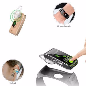2 In 1 Fitness Tracker Earbuds With Steel Band