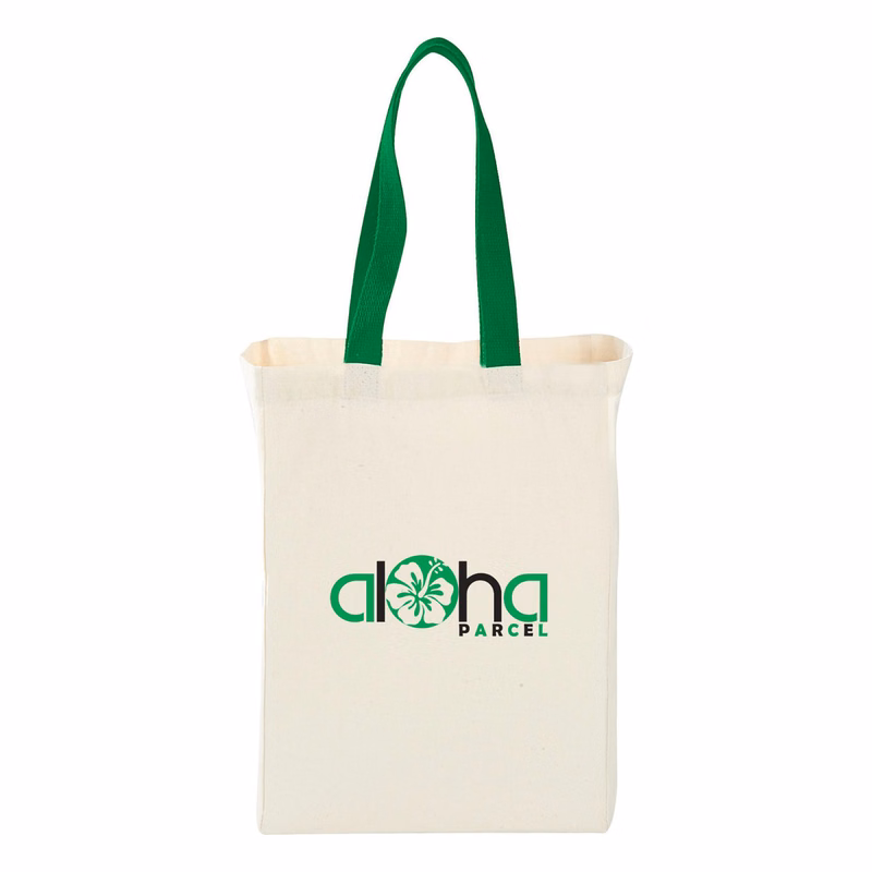 7 Oz. Cotton Canvas Grocery Bag w/Colored Handles