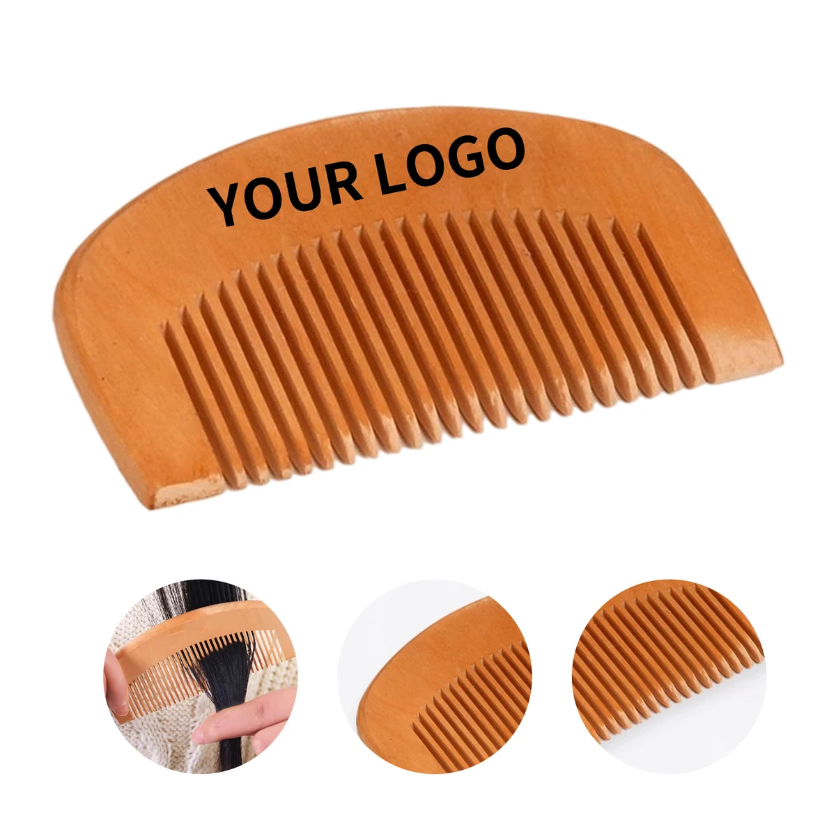 Natural Wood Wide Tooth Hair Comb 3.9" Length x 5.9" Width x 2" Height 1