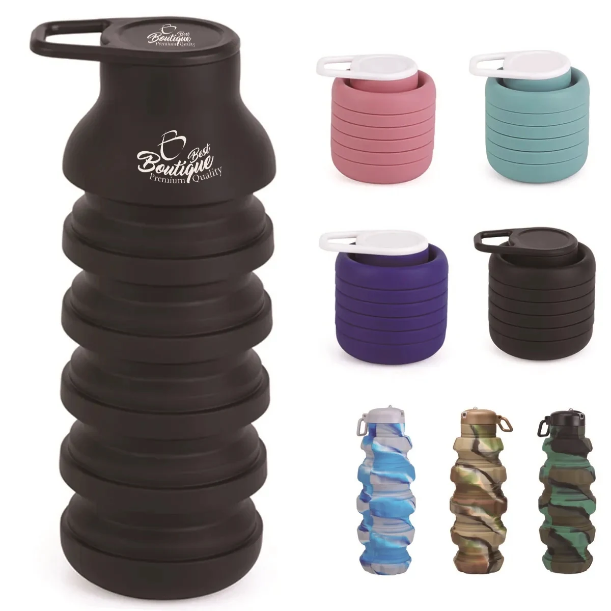 Foldable Silicone Reusable Portable Lightweight Water Bottle 1